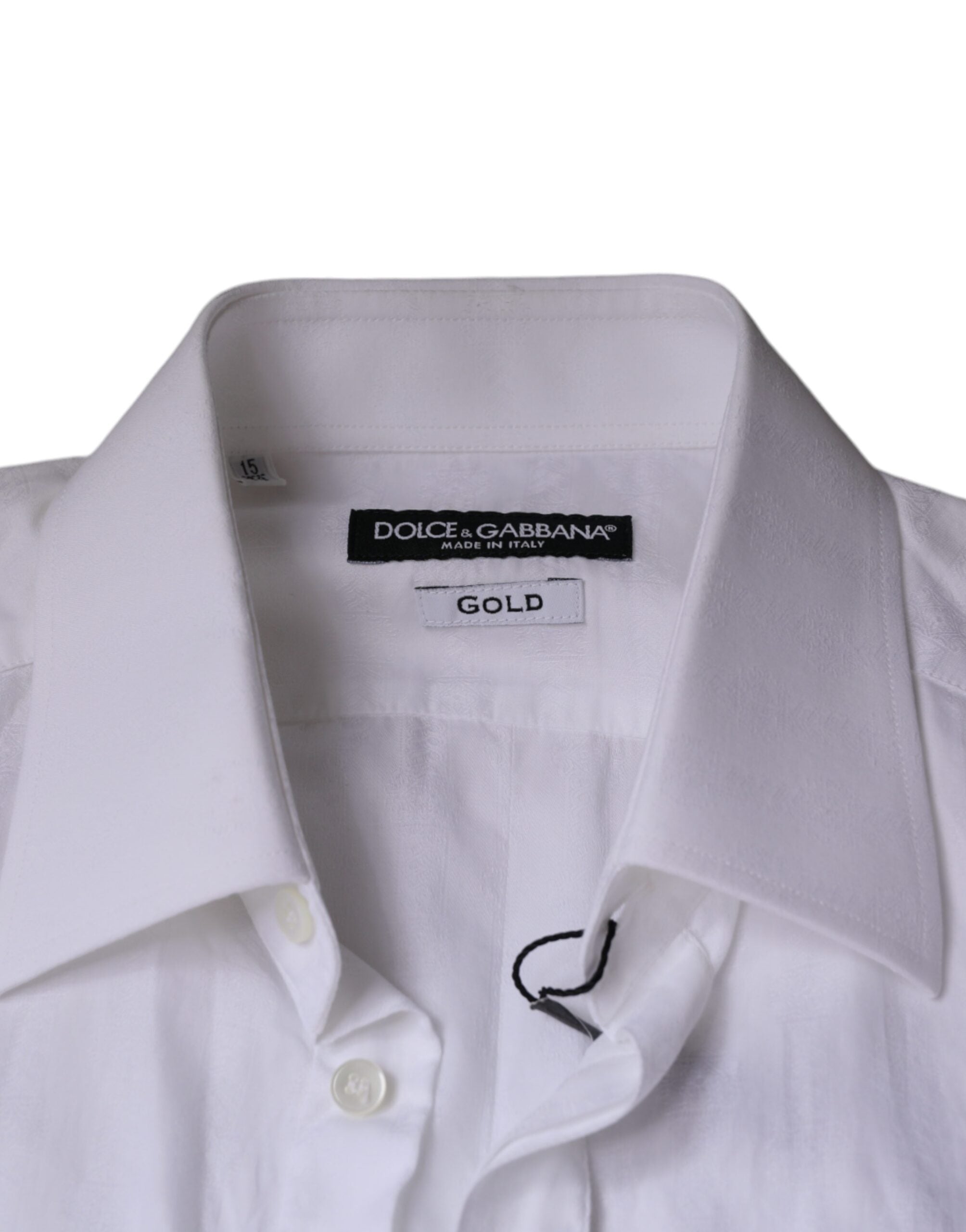 Dolce & Gabbana White Cotton Shirt GOLD Formal Shirt for Men